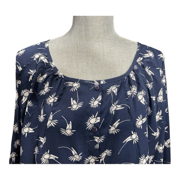 Porridge Anthropologie Floral Blouse Blue & White Womens Medium - Picture 5 of 10